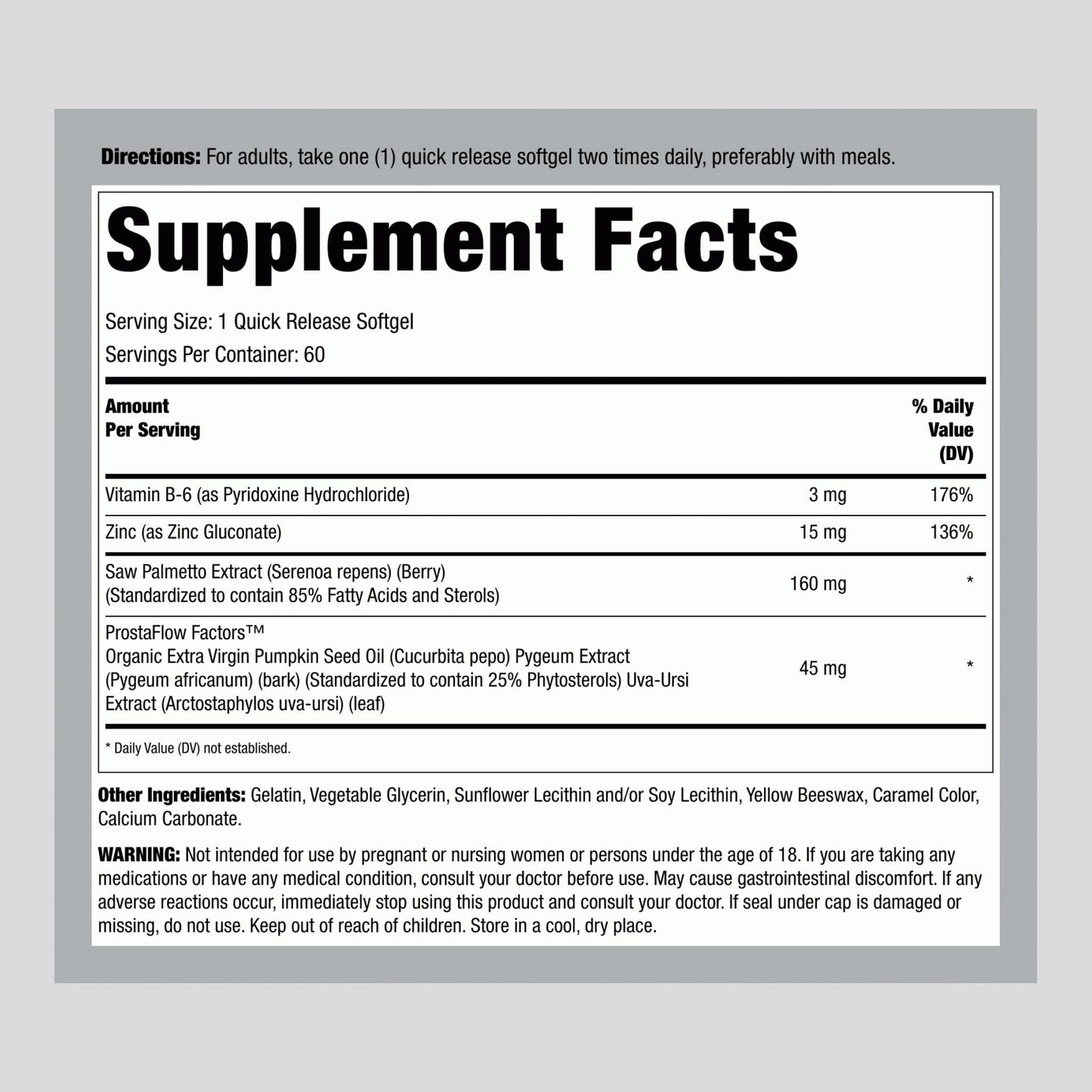 Lindberg Saw Palmetto for Men and Women | 160mg | 60 Softgels | Complex Extract Supplement | with Zinc, Pumpkin Seed, Pygeum | Non-GMO, Gluten Free