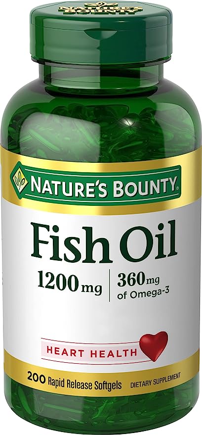 Nature's Bounty Fish Oil, Supports Heart Health, 1200 Mg, Rapid Release Softgels, 200 Ct