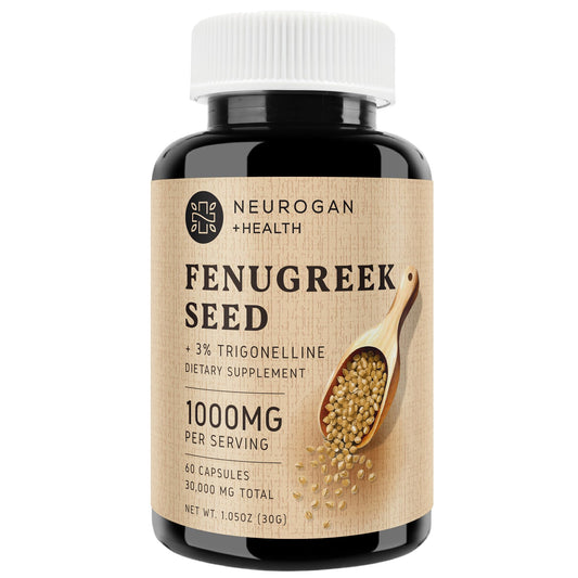Neurogan Fenugreek Capsules - 1000 MG Per Serving, 60 Ct - Fenugreek Seed + 3% Trigonelline Capsules - Digestive Comfort & Wellness Seeds Extract Supplements for Men & Women