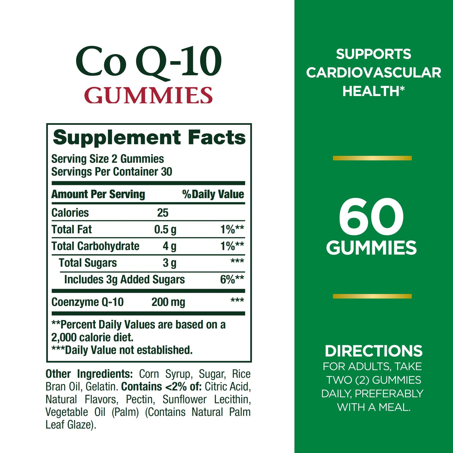 Nature's Bounty CoQ10 Gummies, Supports Heart Health, CoQ10 200 mg per serving, 60 Gummies, Peach Mango Flavour