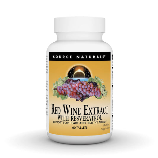 Pre-Order | Arrives in 5–10 Days – Source Naturals Red Wine Extract with Resveratrol, Suport for Healthy Aging* - 60 Tablets