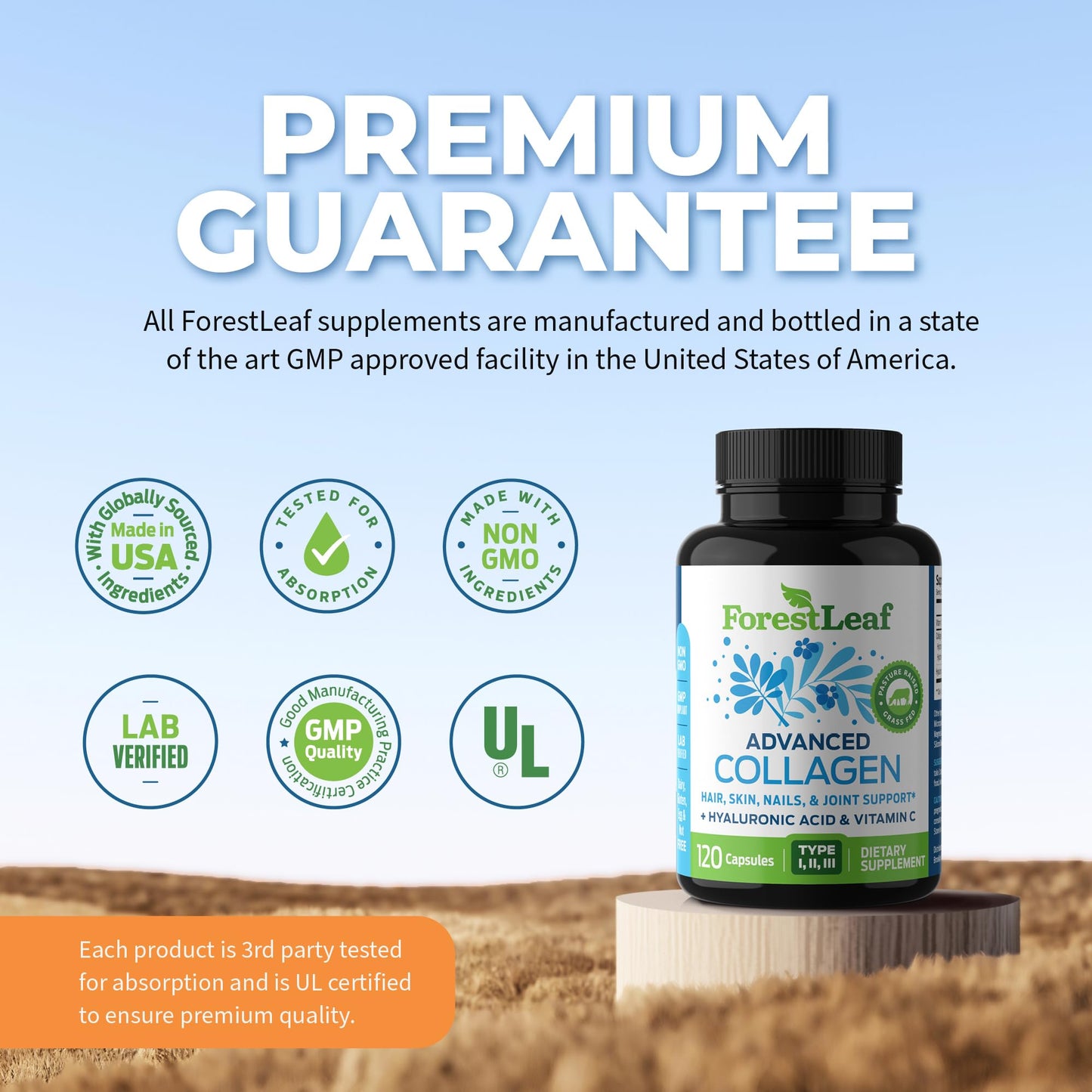 Pre-Order | Arrives in 5–10 Days – ForestLeaf Multi Collagen Pills with Hyaluronic Acid + Vitamin C | Hydrolyzed Collagen Supplements for Women or Men | Multi Collagen Capsules Peptides for Skin, Wrinkles, 240