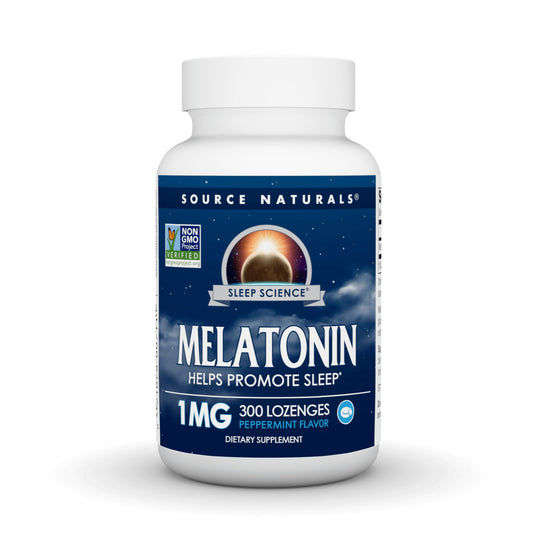 Pre-Order | Arrives in 5–10 Days – Source Naturals Melatonin Helps Promote Sleep* 1 mg - 300 Peppermint Flavored Lozenges
