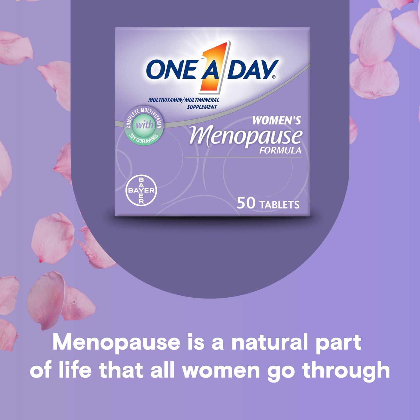 One A Day Women's Menopause Multivitamin with Vitamin A, Vitamin C, Vitamin D, Vitamin E and Zinc for Immune Health Support, Bone health, 50 Count