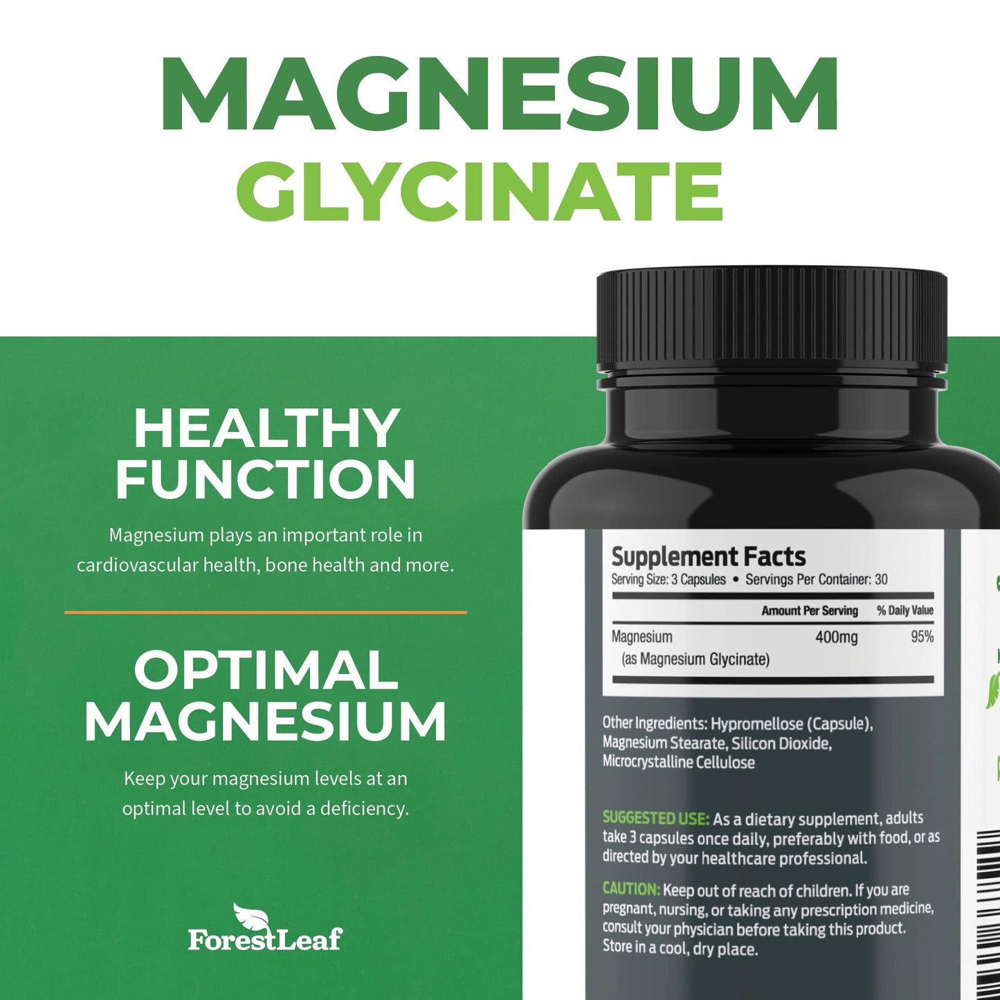 Pre-Order | Arrives in 5–10 Days – Pure Magnesium Glycinate 400mg Serving - High Absorption Magnesium Glycinate - Mag Bisglycinate for Stress, Bones, Muscles, Nerves, Relaxation & Heart Healt - 90 Capsules
