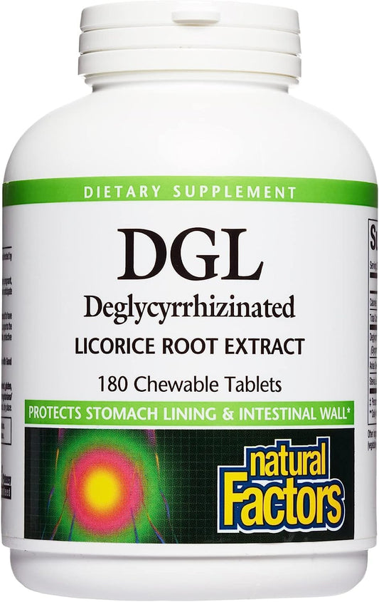 Natural Factors, Chewable DGL 400 mg, Licorice Extract for Healthy Digest, 180 Count (Pack of 1)