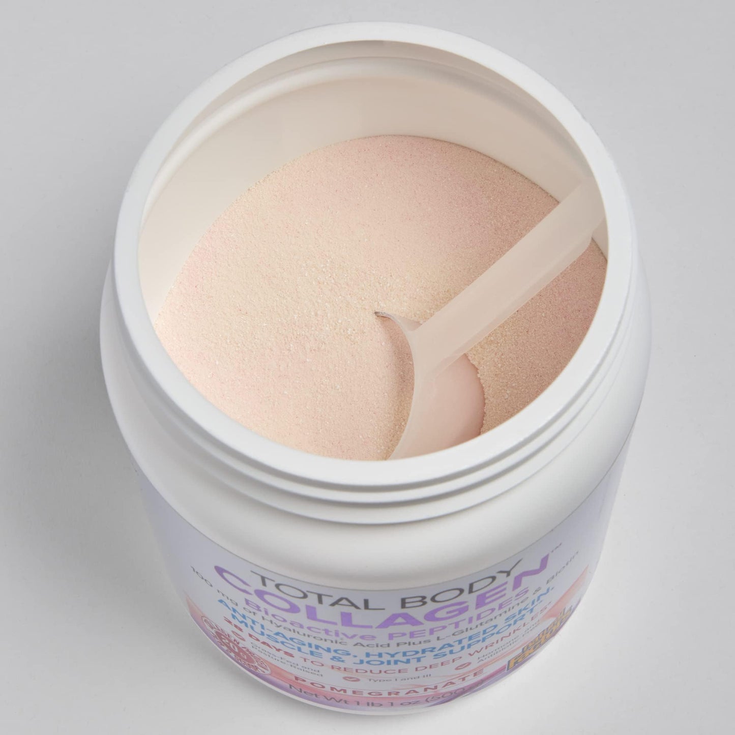 Natural Factors Total Body Collagen, Bioactive Peptides Powder for Healthy Skin, Hair & Joints, Pomegranate, 500 g