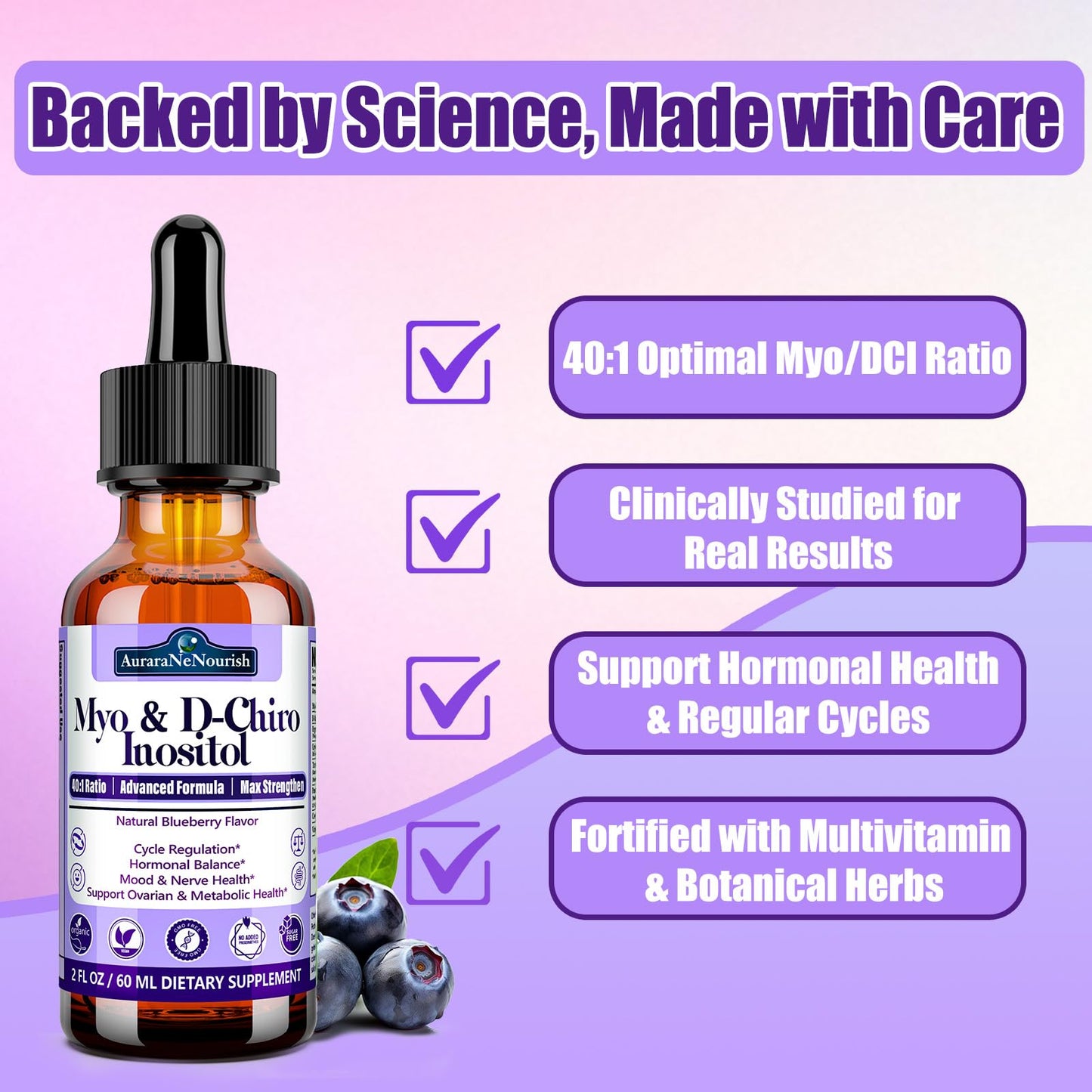 Myo-Inositol & D-Chiro Inositol Supplement For Women, 40:1 Ratio Support Hormone Balance & Ovarian w. Organic Chaste Tree Berry, Ceylon Cinnamon for Healthy Cycle Regulation, Mood, Nerve