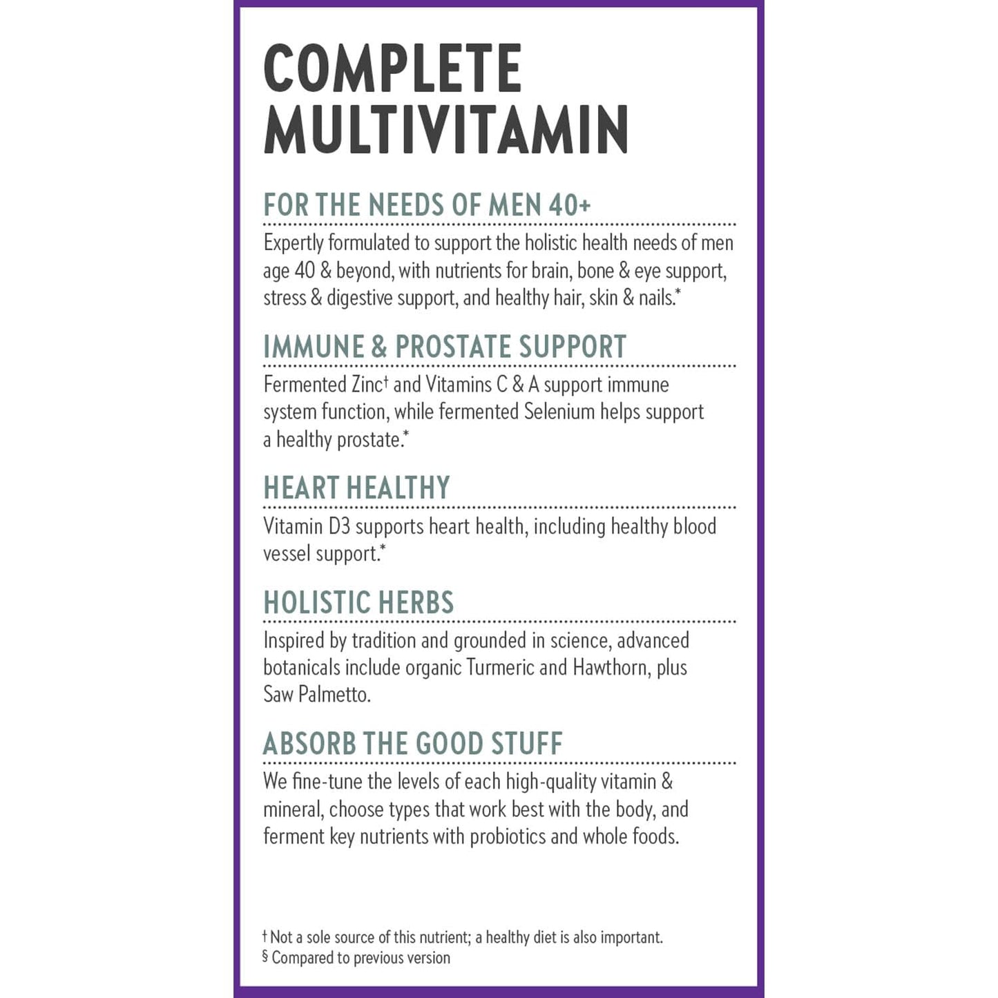 New Chapter Men's Multivitamin 40 Plus for Energy, Heart, Prostate + Immune Support with Fermented Nutrients - Every Man's One Daily 40+, Made with Organic Vegetables & Herbs, Non-GMO - 72 ct