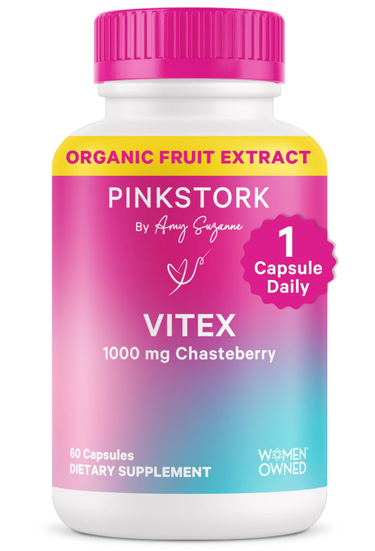 Pink Stork Vitex Supplement for Women - 1000 mg Organic Chaste Tree Berry to Support Hormone Balance for Women - Fertility Supplements for Ovulation and Conception - 60 Capsules