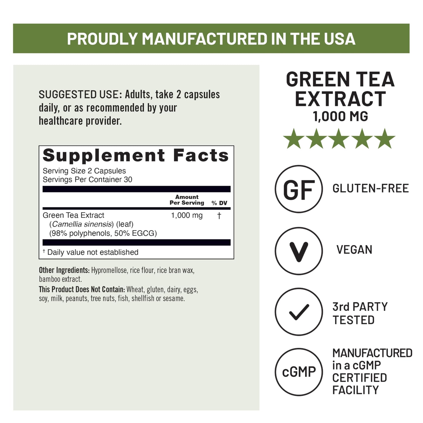 NatureWise Green Tea Extract Capsules 1000 mg - 50% EGCG & 98% Polyphenols - Extra Strength Green Tea Pills - Antioxidants for Heart Health & Energy - Vegan, Non-GMO - 60 Count[30-Day Supply]