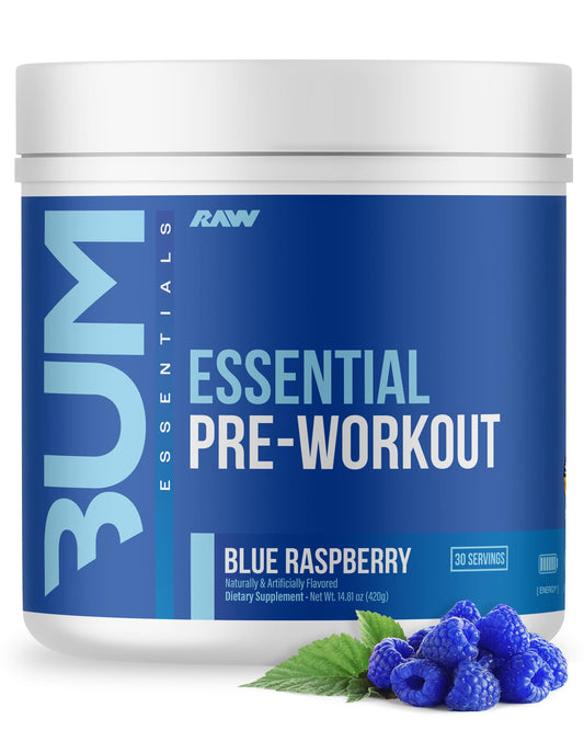 RAW Nutrition - Essential Pre - Chris Bumstead Pre Workout Formula, Sports Nutrition Pre-Workout Powders | Men & Womens Drink, Energy Powder for Working Out (Blue Raspberry)