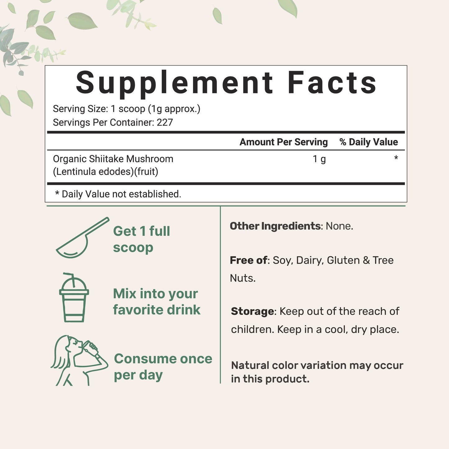 Micro Ingredients Organic Shiitake Mushrooms Powder, 8 Ounce, Made from The Finest Dried Shiitake Mushroom, Stronger Umami Flavor Than Fresh Mushrooms, Great for Sauce, Soup and Pasta