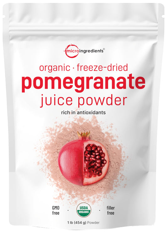 Pre-Order | Arrives in 5–10 Days – Organic Pomegranate Juice Powder, 1 Pound | 100% Natural Fruit Powder | Freeze Dried & Cold Pressed | No Sugar & Additives | Great Flavor for Drinks, Smoothie, & Beverages | Non-GMO & Vegan Friendly