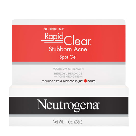 Neutrogena Rapid Clear Stubborn Acne Spot Treatment Gel, Maximum Strength 10% Benzoyl Peroxide Treatment Medication for Acne Prone Skin, Pimple Cream Reduces Size & Redness in 2 Hours, 1 oz