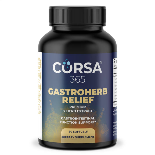 Pre-Order | Arrives in 5–10 Days – CORSA365 Gastroherb Relief 7 Herbs Extract - Immune Support Supplement Digestive Healthy Gut - Immunity Supplement for Men and Women - Natural St Johns Wort, Licorice Root, Rose Hip Oils - 90 Softgels
