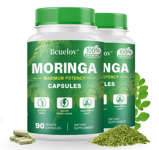 Moringa Capsules 2 Bottles | 800mg Pure Moringa Powder Capsules – Supports Energy, Immune Support, Gut Health, Green Superfood Contains Vitamins & Amino Acids