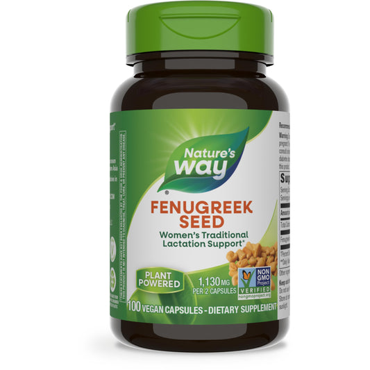 Nature's Way Fenugreek Seed, Traditional Lactation/Breastfeeding Support*, Non-GMO Project Verified, Vegan, 100 Capsules