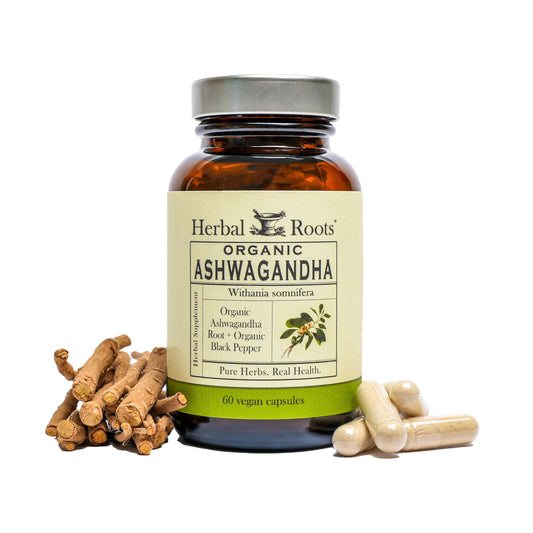Herbal Roots Ashwagandha Capsules | Extra Strength 1,000mg per Serving | Ayurvedic for Overall Health for Men and Women | 60 Vegan Capsules