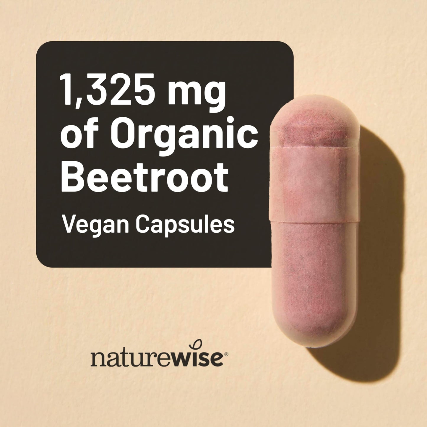 NatureWise Beet Root Capsules 1325mg with Organic Beetroot - Nitric Oxide Booster for Circulation and Heart Health Support - Vegan, Gluten-Free, Non-GMO - 120 Capsules[60 Day Supply]