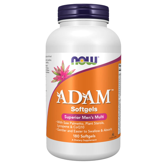 Pre-Order | Arrives in 5–10 Days – NOW Foods Supplements, ADAM™ Men's Multivitamin with Saw Palmetto, Plant Sterols, Lycopene & CoQ10, 180 Softgels