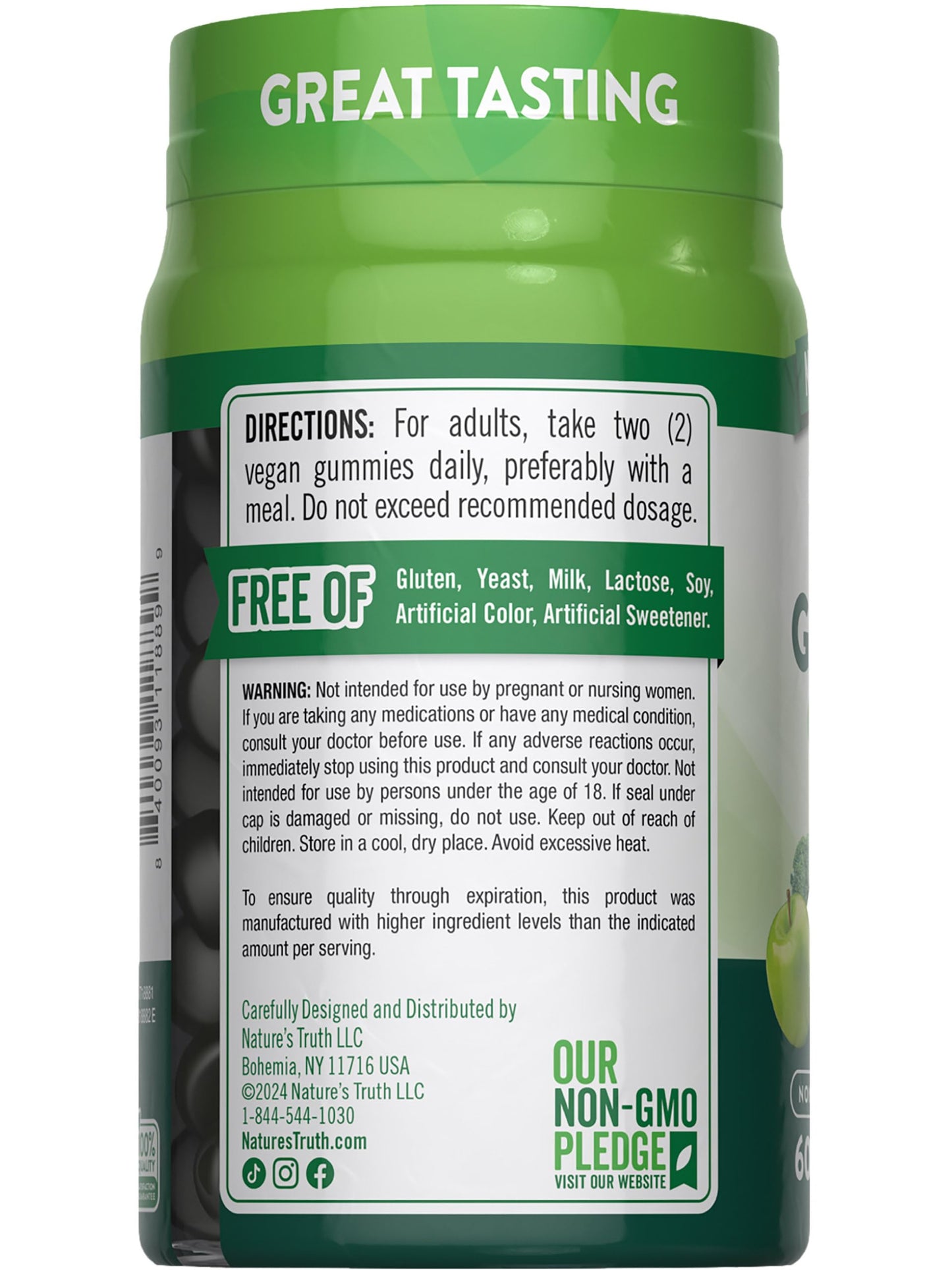 Nature's Truth Super Greens Gummies | 60 Count | Vegan, Non-GMO & Gluten Free | Made with Real Greens | Apple Flavor
