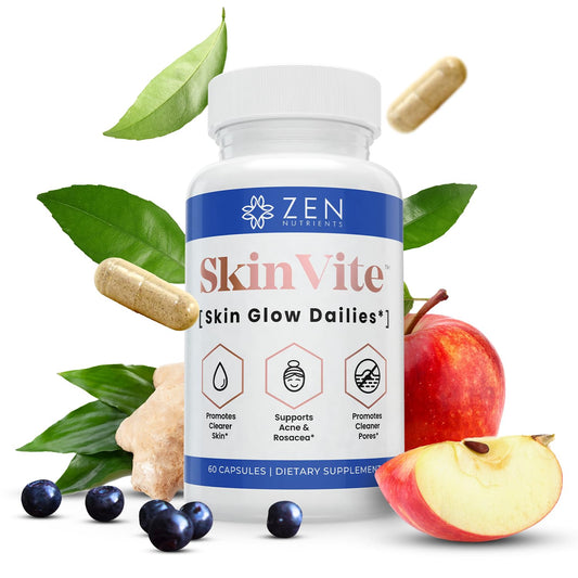 Zen Nutrients SkinVite Natural Skin Supplement for Women, Men & Teens - Hormonal Breakouts & Clear Skin Support Supplement - Detoxifying Vitamin for Acne and Digestion Support