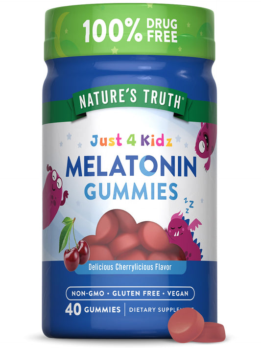 Nature's Truth Kids Melatonin Gummy | 1mg | 40 Count | Vegan, Non-GMO & Gluten Free Gummies | Cherrylicious Flavor