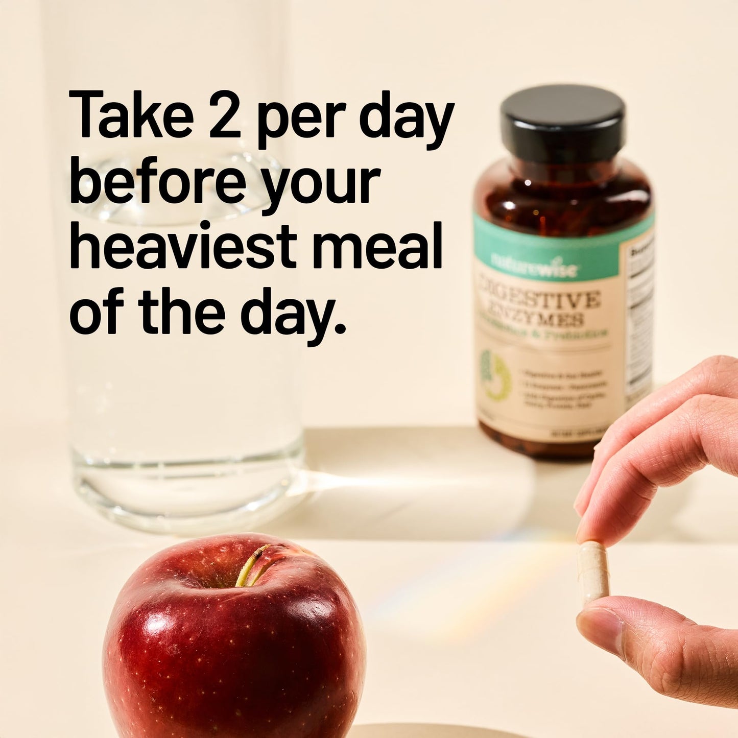 NatureWise Digestive Enzymes - Multi Enzymes with Probiotics + Prebiotics - Post Mealtime Comfort & Bloating Support + Aids Digestion and Gut Health - Soy-Free, Non-GMO - 60 Capsules[1-Month Supply]