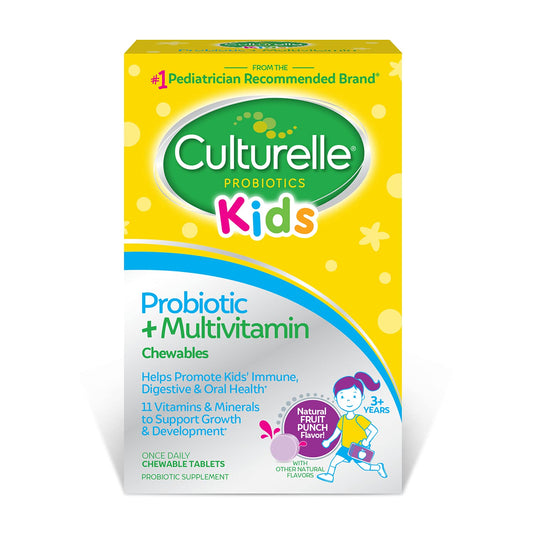 Pre-Order | Arrives in 5–10 Days – Culturelle Kids Probiotic + Complete Multivitamin Chewable For Kids, Ages 3+, 30 Count, Digestive Health, Oral Health & Immune Support - With 11 Vitamins & Minerals, including Vitamin C, D3 & Zinc