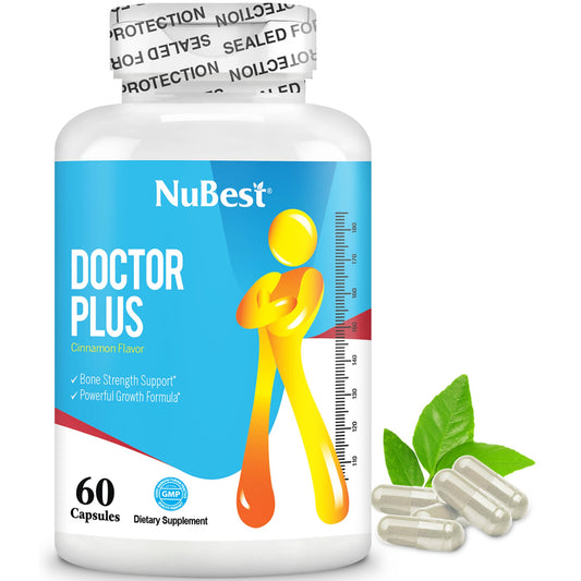 NuBest Doctor Plus 60 Capsules - Premium Bone Strength Supplement for Increase Development, Brain Growth, Boost Immunity with Calcium, Vitamins D3, Vitamin K2, and Herbs for Age 10+