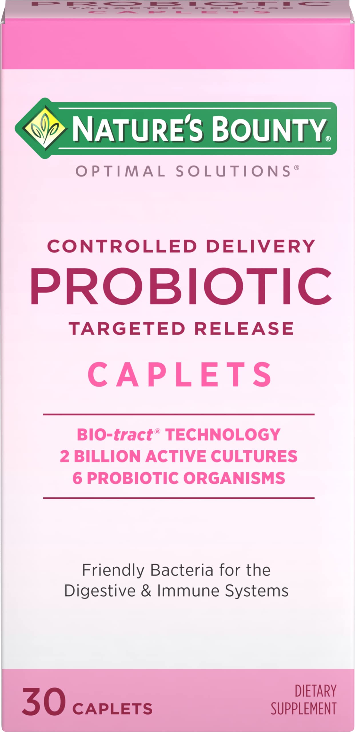 Nature's Bounty Probiotic, Controlled Delivery Dietary Supplement, Supports Digestive, Intestinal and Immune Health, 30 Caplets