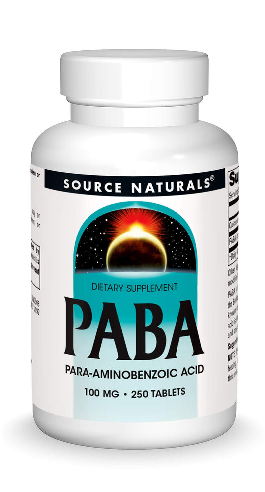 Pre-Order | Arrives in 5–10 Days – Source Naturals PABA, para-Amino Benzoic Acid, 100 mg Dietary Supplement - 250 Tablets