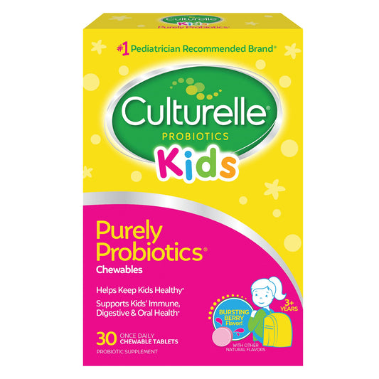 Pre-Order | Arrives in 5–10 Days – Culturelle Kids Chewable Daily Probiotic for Kids, Ages 3+, 30 Count, #1 Pediatrician-Recommended Brand, Natural Berry Flavored Daily Probiotics for Digestive Health, Oral Care & Immune Support