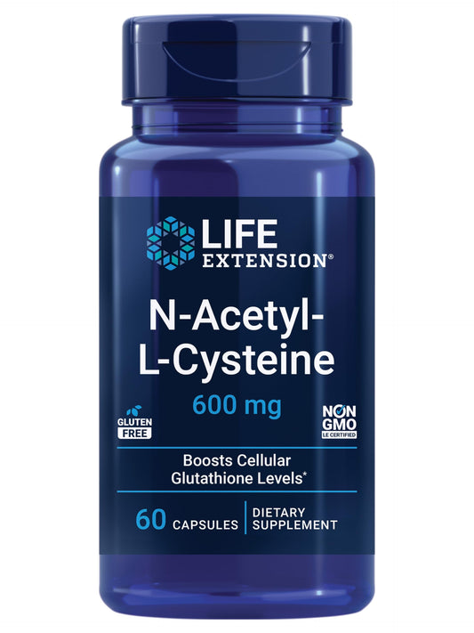 Life Extension N-Acetyl-L-Cysteine (NAC), Immune Response, Respiratory Health, Liver Health, NAC 600 mg, antioxidant Defense, Free radicals, Easy to Absorb, 60 Capsules