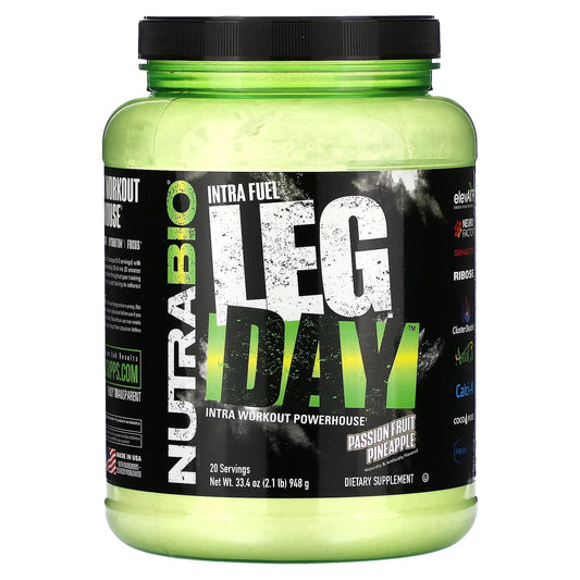 NutraBio
Intra Fuel, Leg Day, Passion Fruit Pineapple, 2.1 lb (948 g)