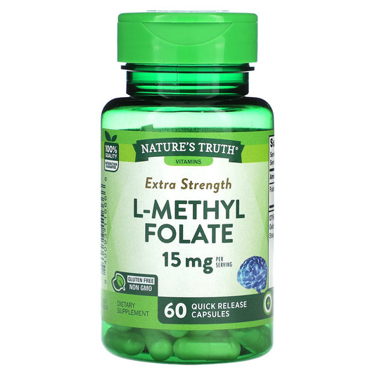 Nature's Truth
Extra Strength L-Methyl Folate, 15 mg, 60 Quick Release Capsules (7.5 mg per Capsule)