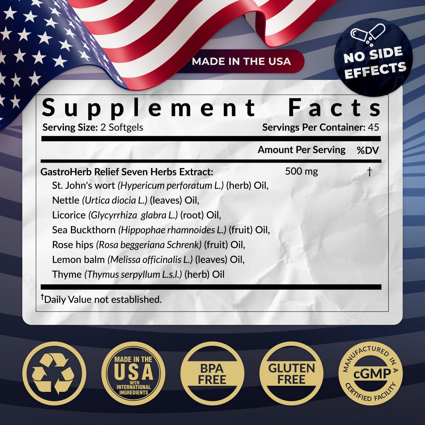 Pre-Order | Arrives in 5–10 Days – CORSA365 Gastroherb Relief 7 Herbs Extract - Immune Support Supplement Digestive Healthy Gut - Immunity Supplement for Men and Women - Natural St Johns Wort, Licorice Root, Rose Hip Oils - 90 Softgels