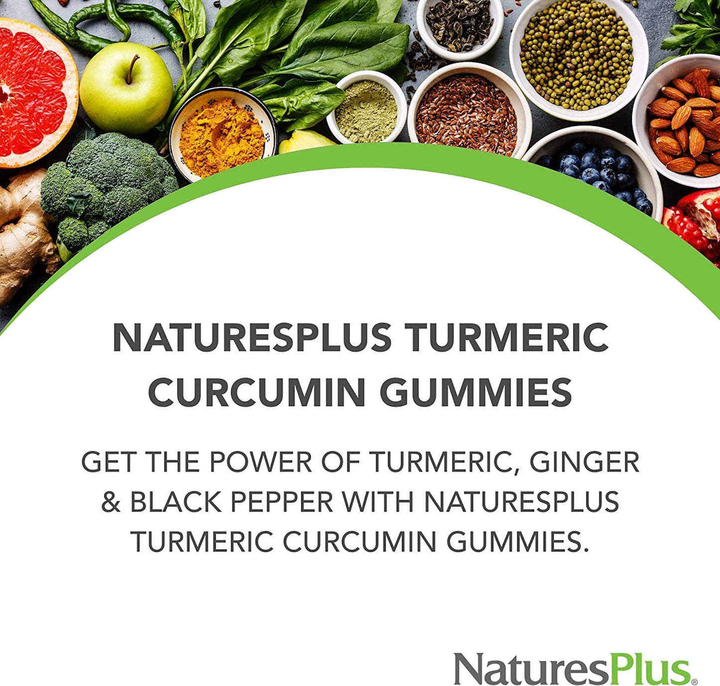 Natures Plus Gummies Turmeric Curcumin - 60 Gummies, Peach - Supports Joint, Digestive & Cardiovascular Health - Vegan, Gluten Free, Non-GMO - 30 Servings