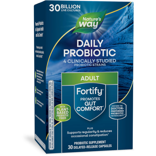 Nature's Way Fortify Daily Probiotic + Prebiotic for Men and Women, 30 Billion Live Cultures, Digestive and Immune Health Support* Supplement, 30 Capsules