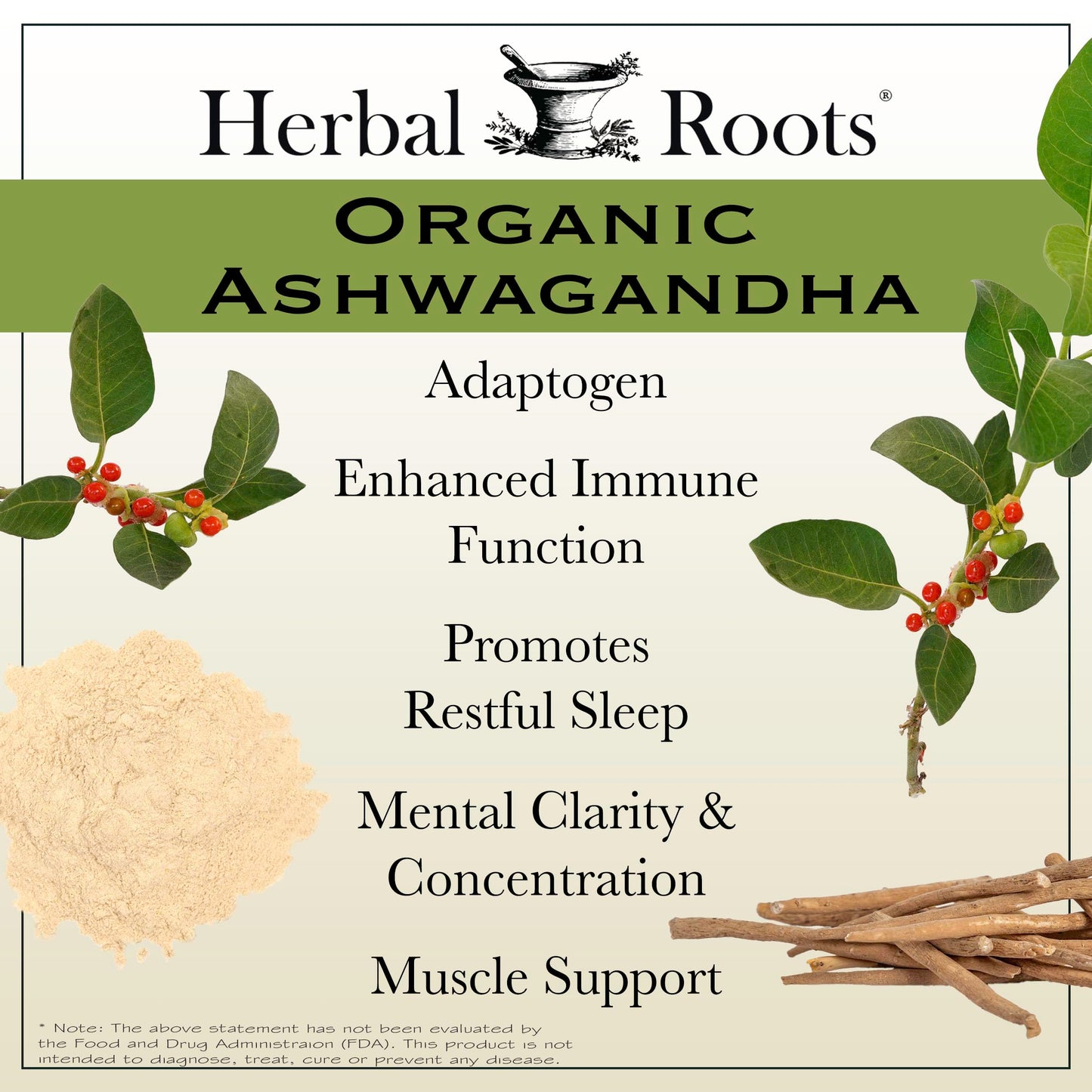 Herbal Roots Ashwagandha Capsules | Extra Strength 1,000mg per Serving | Ayurvedic for Overall Health for Men and Women | 60 Vegan Capsules