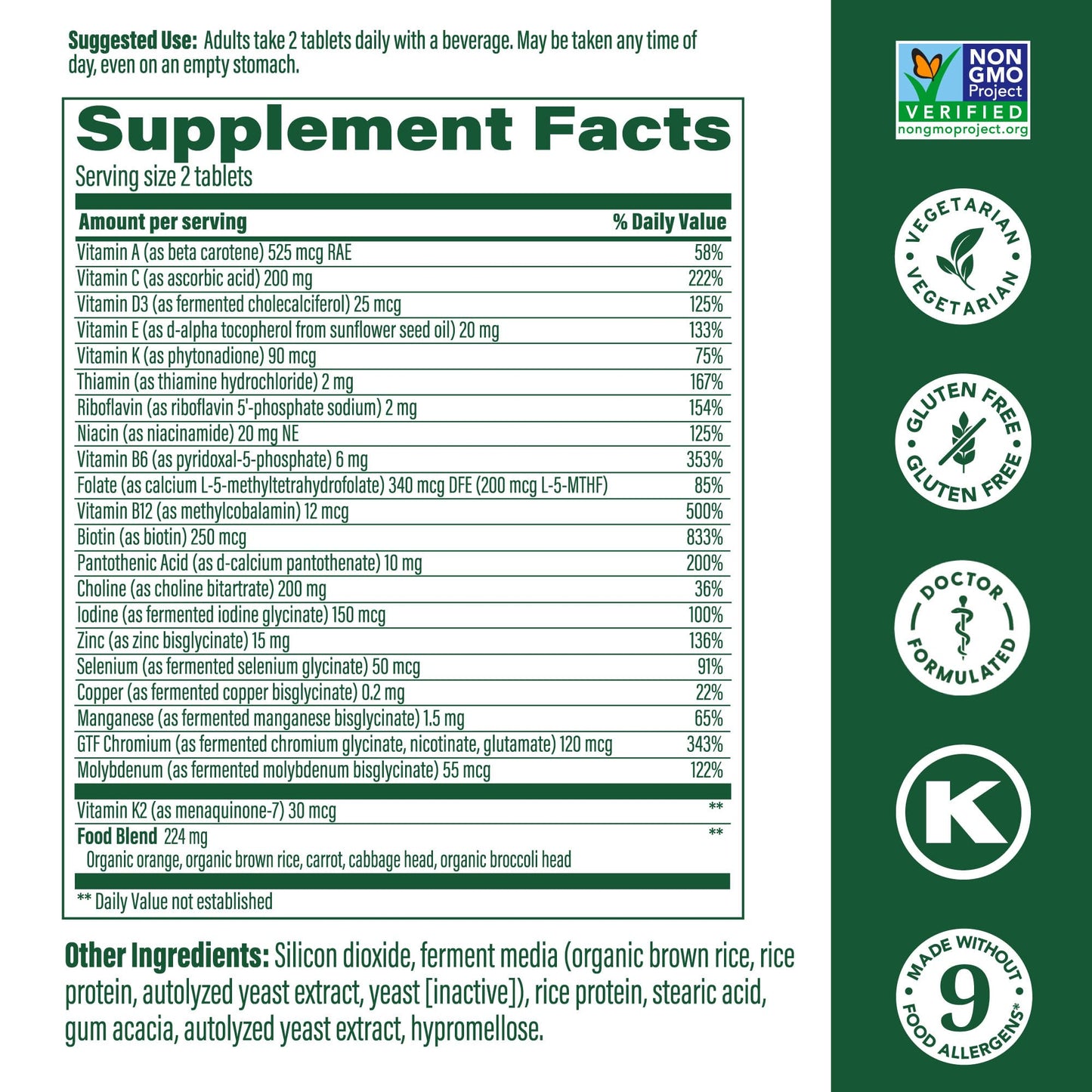 MegaFood Men's 40+ Advanced Multivitamin for Men - Dr-Formulated - Choline, Vitamin B, Vitamin C, Vitamin D, Zinc & Real Food - Brain Health, Immune Support - Vegetarian - 120 Tabs (60 Servings)