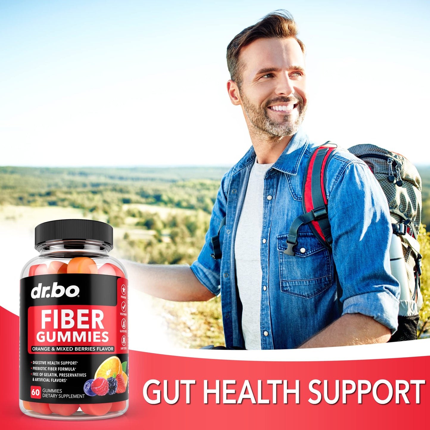 Fiber Gummies for Adults & Kids - Tasty Gummy Prebiotic Fiber Supplement, Max Digestive Gut Health Supplements for Women & Men - Daily Cleanse High Chicory Root Inulin Prebiotics - 60 Chewable Gummies