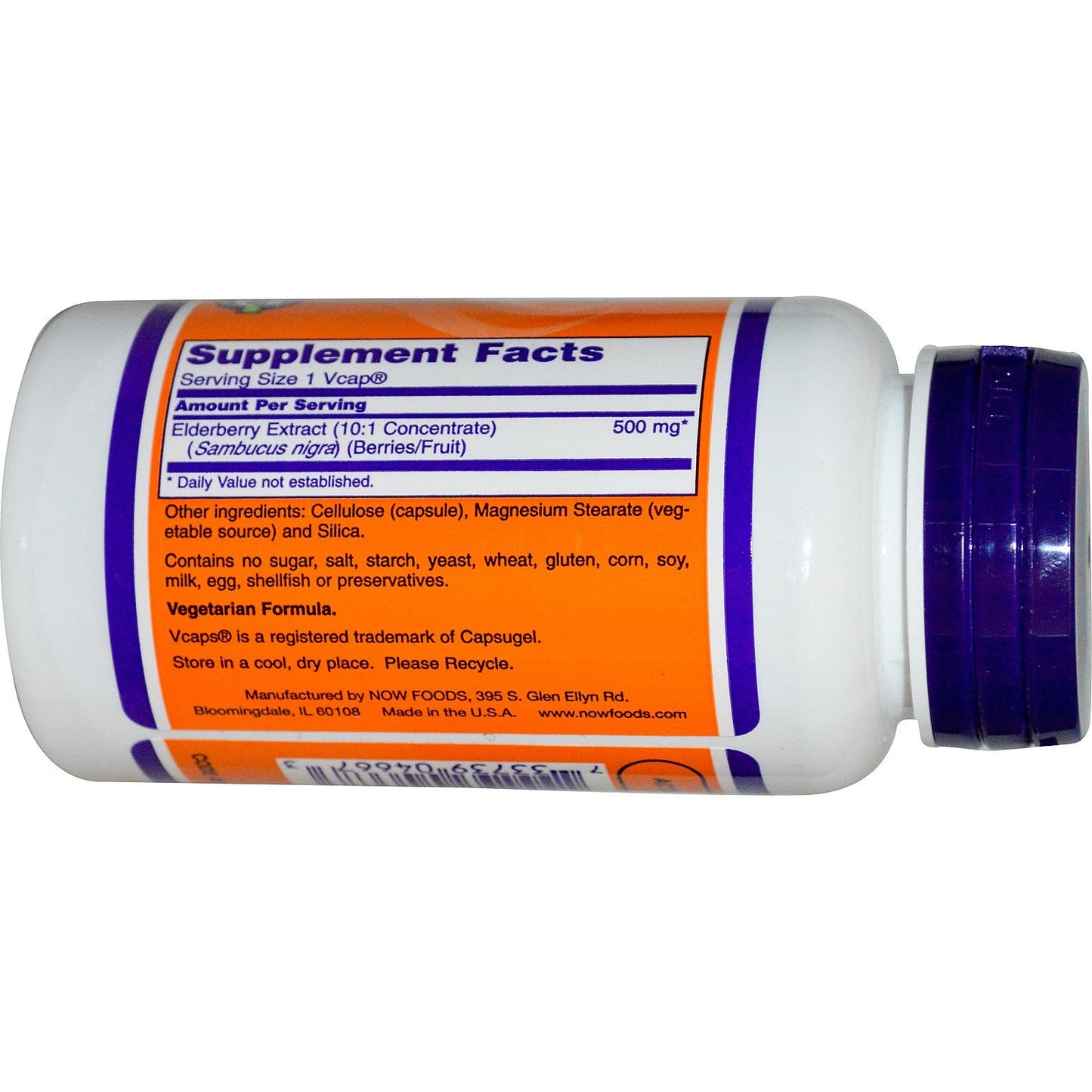 Now Foods Elderberry 500 Milligrams, 60 Veg Capsules (Pack of 2)