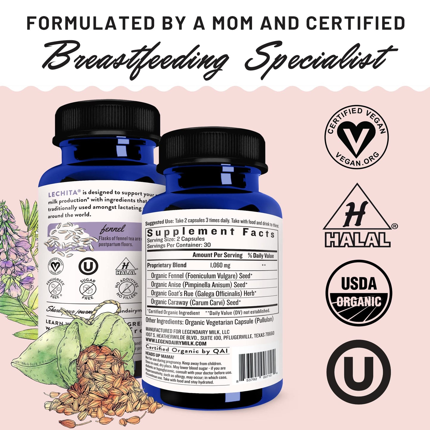 Legendairy Milk Cash Cow + Lechita - Lactation Supplement to Support Supply and Improve Milk Flow - Made with Moringa, Alfalfa, Fennel, Anise, and Goat's Rue
