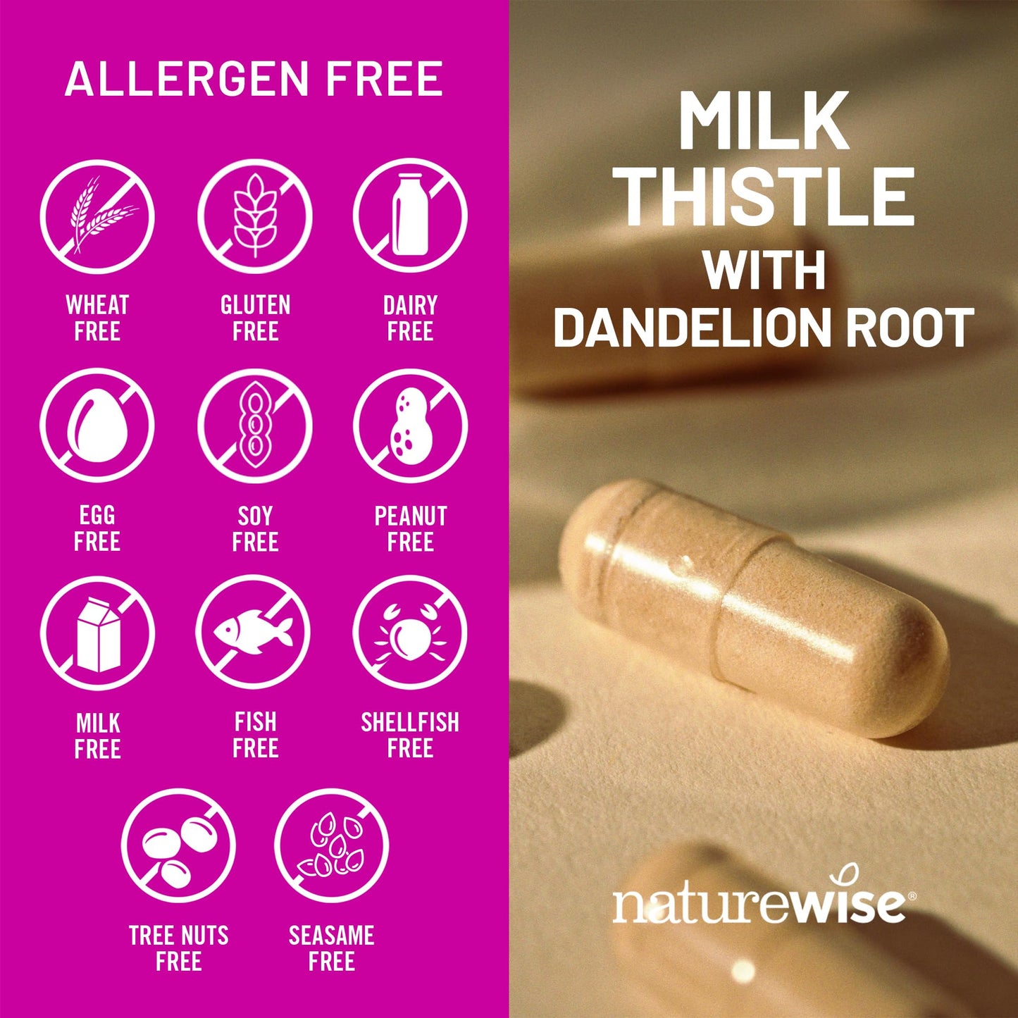 NatureWise Milk Thistle with Dandelion Root - Silymarin - Antioxidant Liver & Kidney Health Support Supplement - Vegan, Non-GMO, Gluten Free - 60 Count[60-Day Supply]