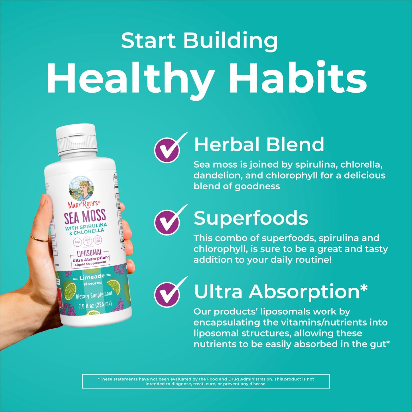 MaryRuth Organics Sea Moss Liposomal (Limeade) & Hair Growth MAX (Almond Cookie) | Clean Label Project Verified® | Vitamins for Energy, Immunity, & Beauty | Vegan, Gluten-Free, Non-GMO