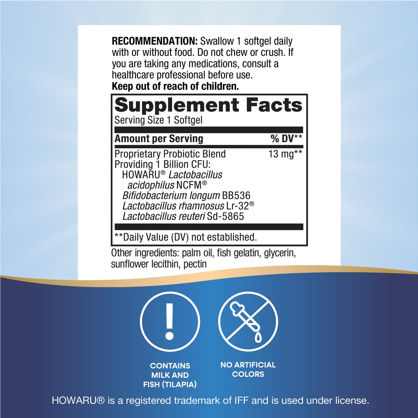 Nature's Way Primadophilus Reuteri Probiotic Pearls for Men and Women, Digestive and Immune Health*, 1 Billion Culture, 4 Probiotic Strains, Survives Stomach Acid, 60 Softgels