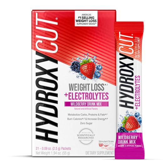 Hydroxycut Drink Mix, Wildberry Blast - 21 Travel-Size Packets - Zero Calories, Zero Sugar - Boost Metabolism, Burn Calories, Increase Energy - For Women & Men