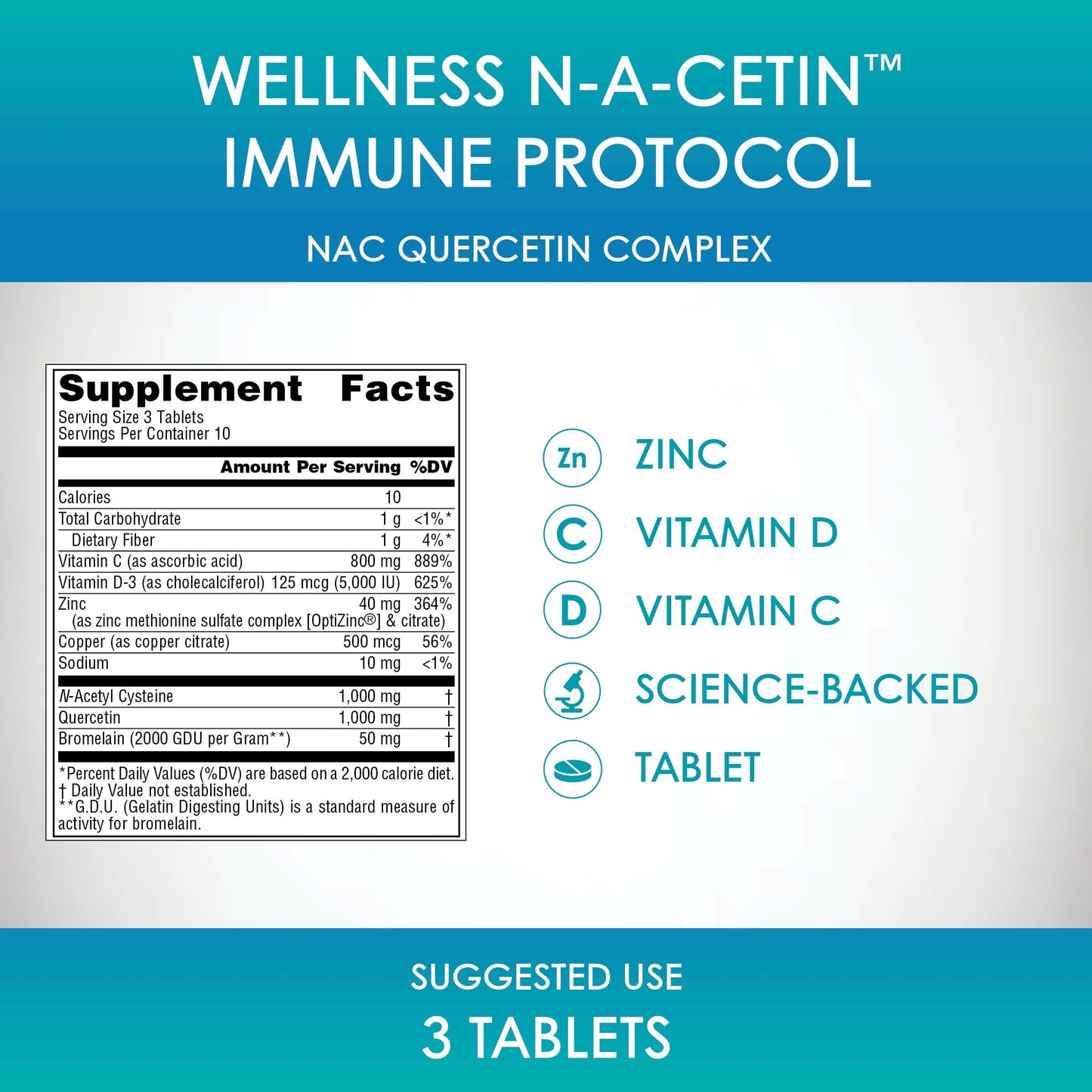 Source Naturals Wellness N-A-Cetin Immune Protocol, Crucial Immune Defense* - 30 Tablets